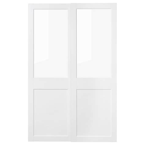 GRIMO pair of sliding doors, glass/white, 150x236 cm (59x927/8") - IKEA