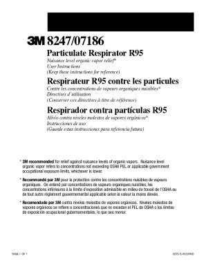 Remplissable En Ligne 3M Particulate Respirator 8247, Pack of 20, R95 ...