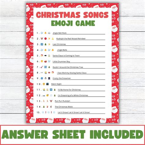 Christmas Emoji Songs Pictionary | Christmas Songs Printable Game | Fun ...