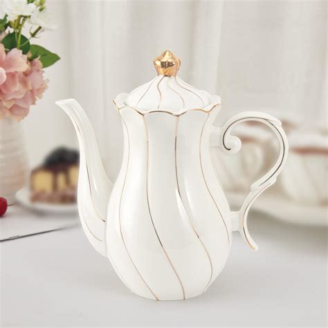 Amazon.com | DUJUST British Style Porcelain Teapot (40oz), Luxury ...