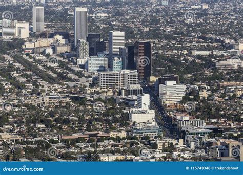 Los Angeles Wilshire Blvd Miracle Mile Aerial View Stock Photo - Image ...