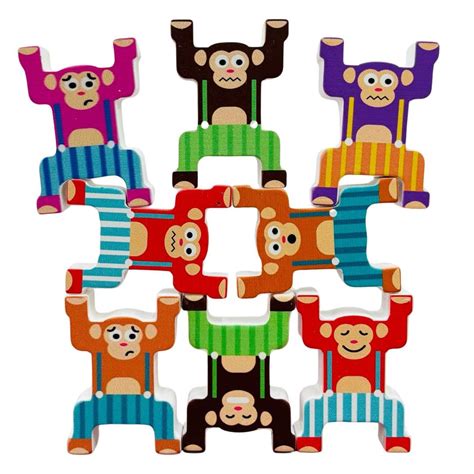Cots and Cuddles 12pc Wooden Monkey Balancing Stacking Toy – The Mom Store