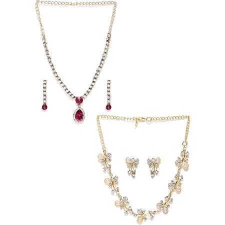 Buy Zaveri Pearls South Indian Style Pearl Beads Necklace Set For Women ...