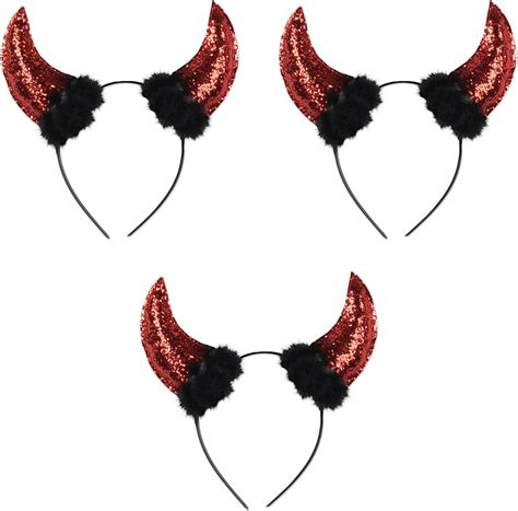Amazon.com: Beistle 3 Piece Glittered Devil Horns Headbands for ...