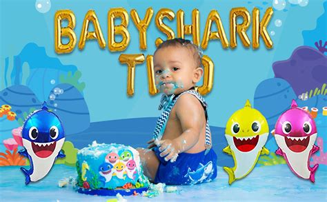 Party Propz Baby Shark Theme Birthday Decorations - 5 Pcs 2nd Birthday ...