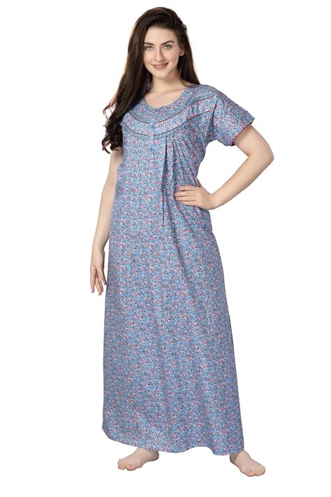 Buy Soulemo Women Cotton Floor Length Nighty (S - Bust 38, Blue) 1633BS ...