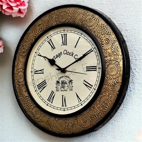 Buy Vintage Clock Handcrafted Brass Inlay Wooden Clock / 1 Year ...