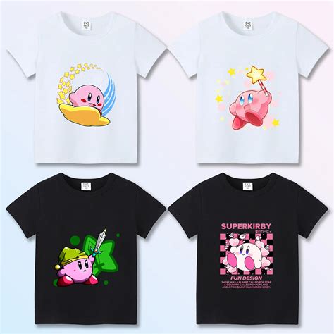 Kirby-T-shirt-for-Kid-Cartoon-White-Black-Short-Sleeve-Tee-Summer ...