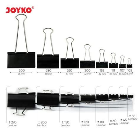 Jual Binder Clip Klip Penjepit Kertas Joyko Black 105 107 111 155 200 ...