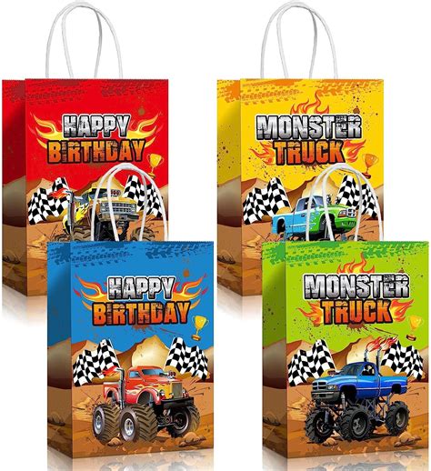 Buy Monsters-Truck Party Favor Bags Monsters Themed Paper Gift Bags ...