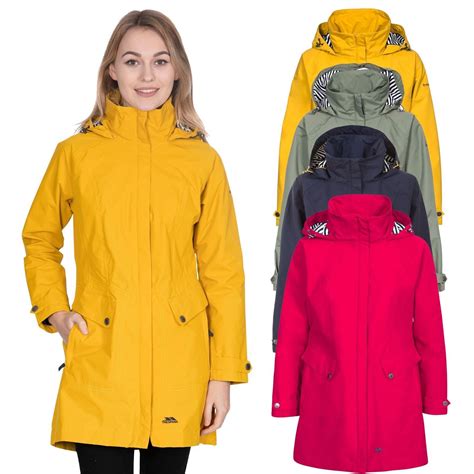 Trespass Womens Waterproof Jacket Ladies Longer Length Raincoat Rainy ...
