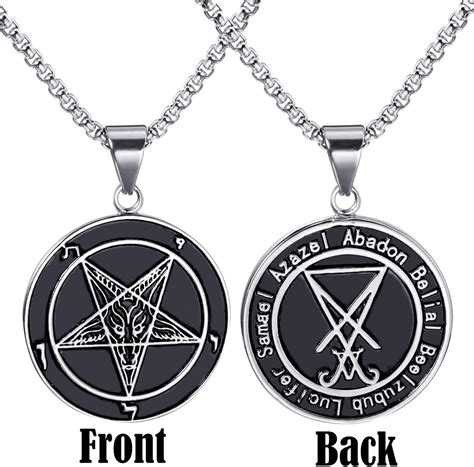 Buy ELFASIO Inverted Pentagram Baphomet Goat Necklace for Men Sigil of ...