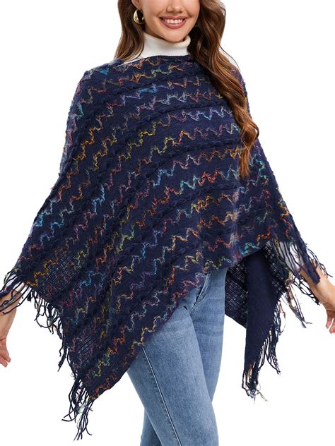 SAYFUT Ponchos for Women Elegant Soft Pullover Womens Ponchos Wraps ...