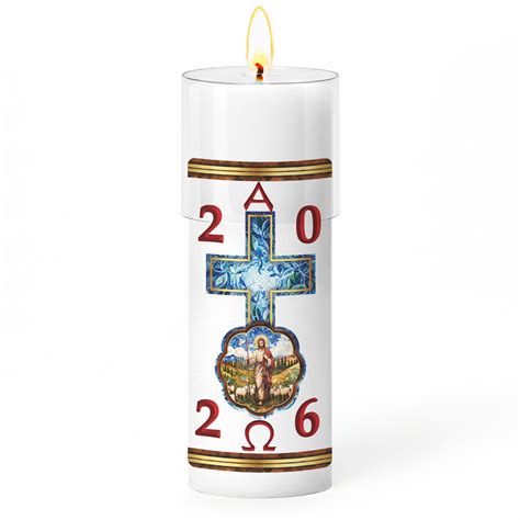 Círio Pascal Adesivado Bom Pastor 2026 - 20 X 7 cm Branco - Casa da Mãe ...