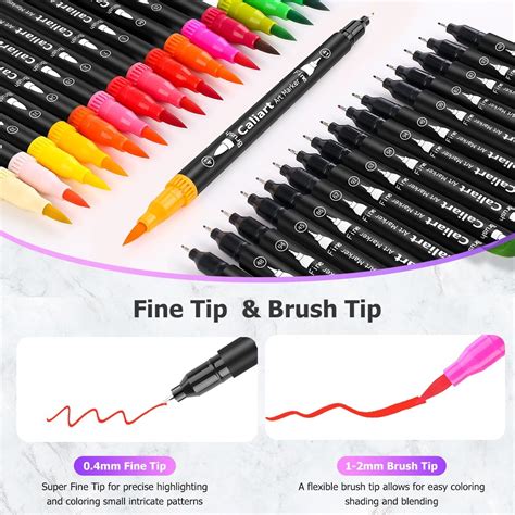 Caliart 34 Double Tip Brush Pens Art Markers, India | Ubuy