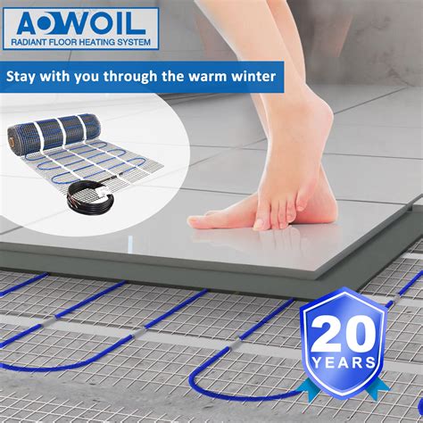 10 Sqft Floor Heat Mat Kit, 110v Electric Radiant Floor Heating System ...