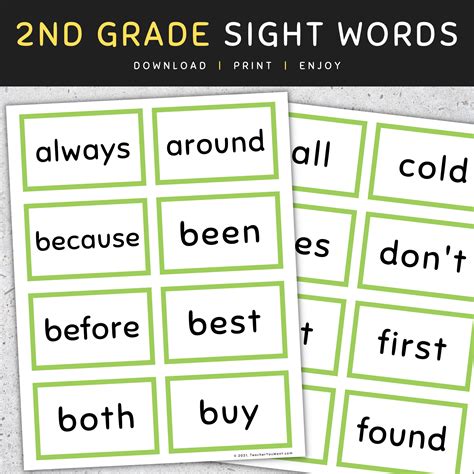 Sight Words Flashcards: 2nd Grade Sight Words | Made By Teachers