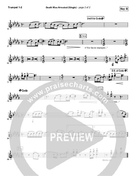 Death Was Arrested Trumpet Sheet Music PDF (North Point Worship / Seth ...