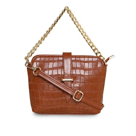 Buy ESBEDA Tan Color Croco Emboss Mini Sling Bag For Women at Amazon.in