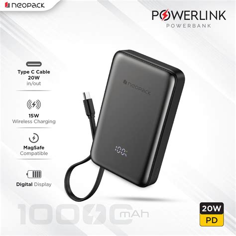 Powerline Digital Display Magnetic Power Bank 10000 mHA with Magsafe W ...