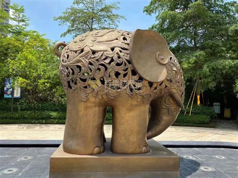 深圳玻璃钢大象雕塑镂空花纹园林地产水景抽象雕塑 - 方圳玻璃钢