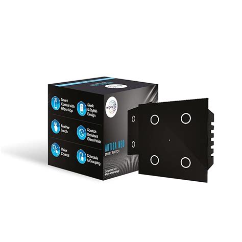 Wipro Artisa Neo Wi-Fi Smart 4 Node Touch Switch (6A Each) | Tempered ...