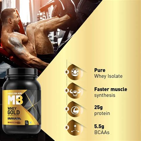 Buy MuscleBlaze Whey Gold Rich Milk Chocolate Flavour Powder, 1 kg | 19 ...