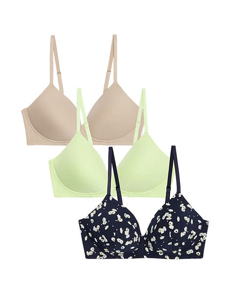 Buy 3pk Cotton Non Wired Full Cup T-Shirt Bra A-E at Marks & Spencer