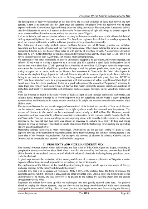 Prospects of Tar Sand in Nigeria Energy Mix | PDF