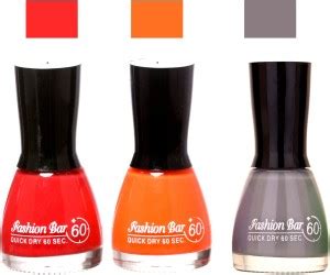 Fashion Bar Glowing Color Shades Smooth Nail Polish 5 RED ,ORANGE ,GRAY ...