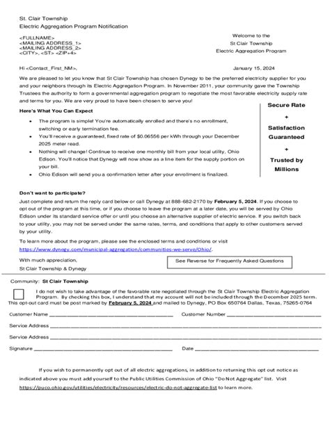 Fillable Online Electric aggregation may not be in St. Clair\'s future ...