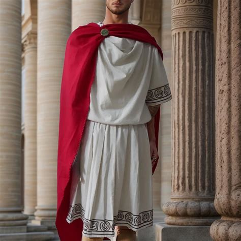 Roman Toga Outfit With Red Superhero Cape, Renaissance Gladiator ...