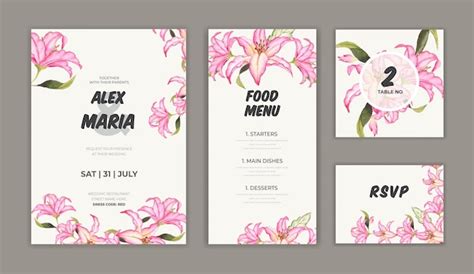 Vintage wedding invitation card with flower and leaves | Premium Vector