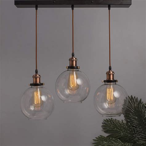 Buy Homesake Vintage Industrial Pendant Light,Clear Glass Globe Shade ...