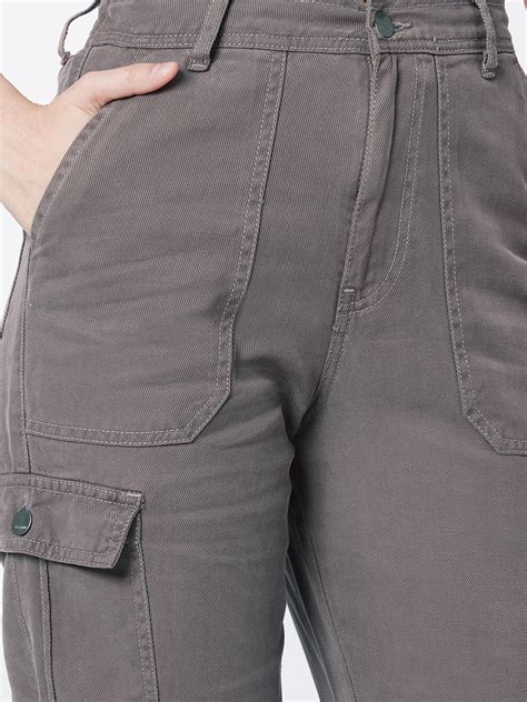 Buy Women Grey High-Rise Cargo | Kraus Jeans