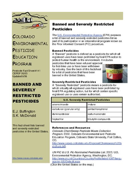 141Banned Pesticides - Thanks - COLORADO ENVIRONMENTAL PESTICIDE ...