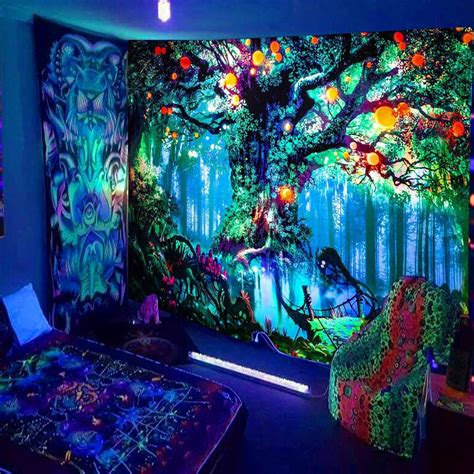 Simpkeely Blacklight Tree Fantasy Forest Fairy Tapestry, Nature Magical ...
