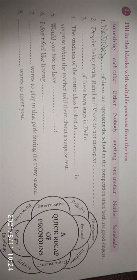 fill in the blanks with suitable pronoun from the box correct answer ...