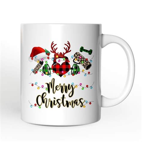 OrnamentallyYou Gym Buffalo Plaid Christmas Mug Personal Trainer Gift ...