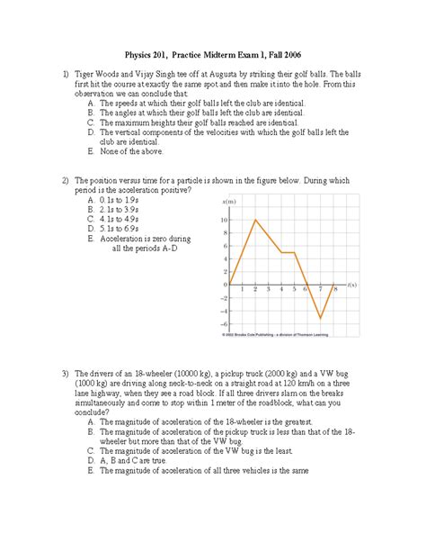 Practice Exam 1 - mechanical physics - Physics 201, Practice Midterm ...