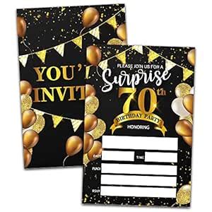 Surprise 70th Birthday Party Invitations With Envelopes (20-Pack) | 4 ...