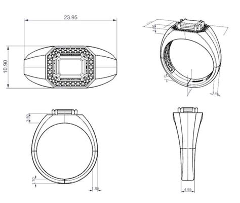 Order Men's Ring Akmal in Emerald Cut cut 2.15 Carat 14ct Yellow Gold ...