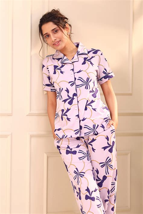 Bow Printed Pyjama Set for Women | Comfortable Nightwear by NapStory
