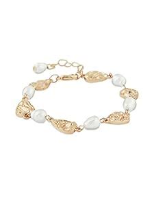 Buy ZAVERI PEARLS Gold Tone Classy Contemporary Pearls Bracelet For ...