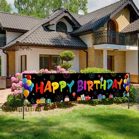 Buy Colorful Happy Birthday Banner, Large Fabric Happy Birthday Sign ...
