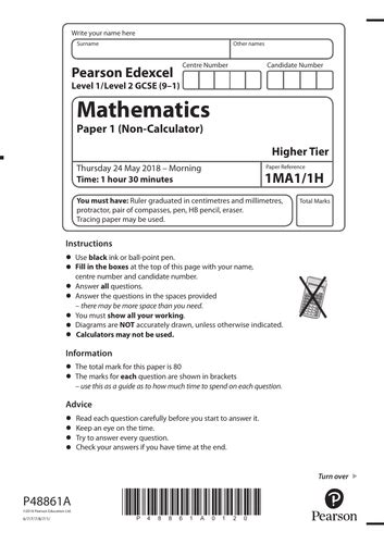 Image result for GCSE Maths Paper 1 Edexcel Higher