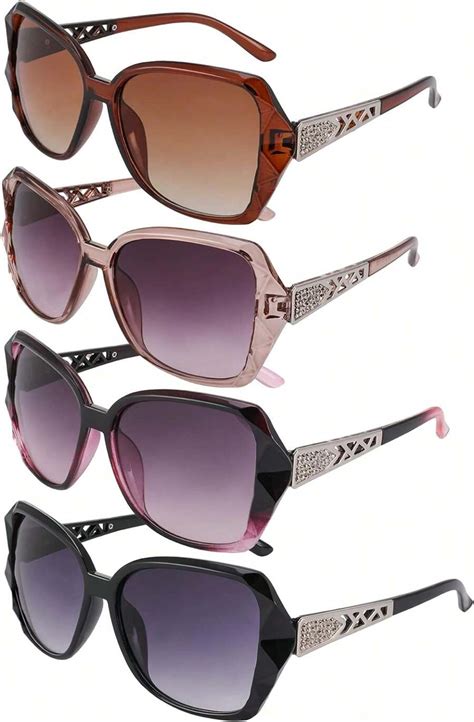 4 Pcs Women Large Sunglasses, UV 400 Glasses Oversized Sunglasses ...