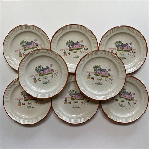 1990s Cottage Core Country House Plates Set of 8 Made in Japan - Etsy