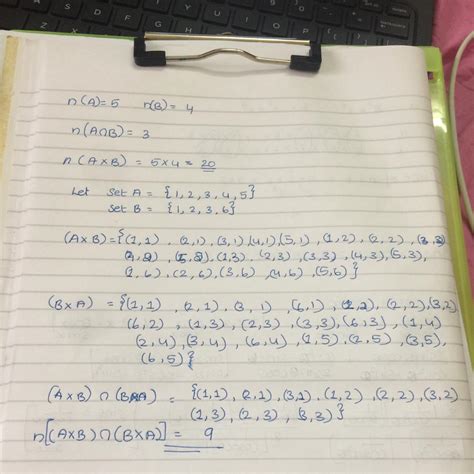 if A and B are two sets having 3 elements in common . if n(A) =5,n(B)=4 ...