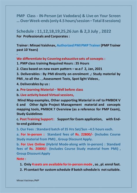 PMP Certification Live Virtual Sessions , December 4 to January 8 ...